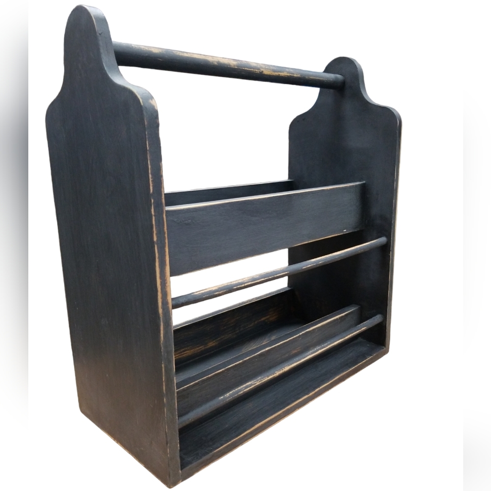 Solid Wood Gray Shoe Shine Box, 15 x 7 x 16 inches